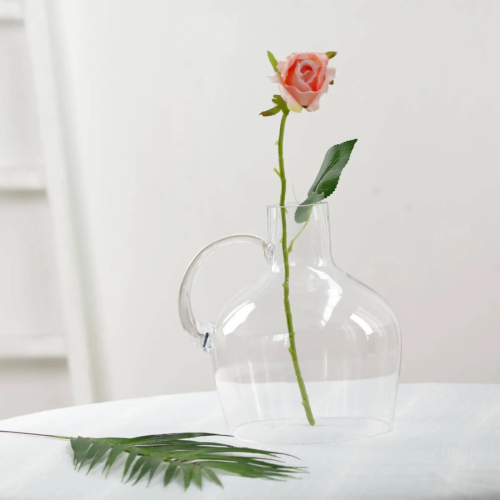 10" Heavy Duty Clear Glass Vases Candle Holder Centerpiece, Cloche Jar Dome With Wooden Base