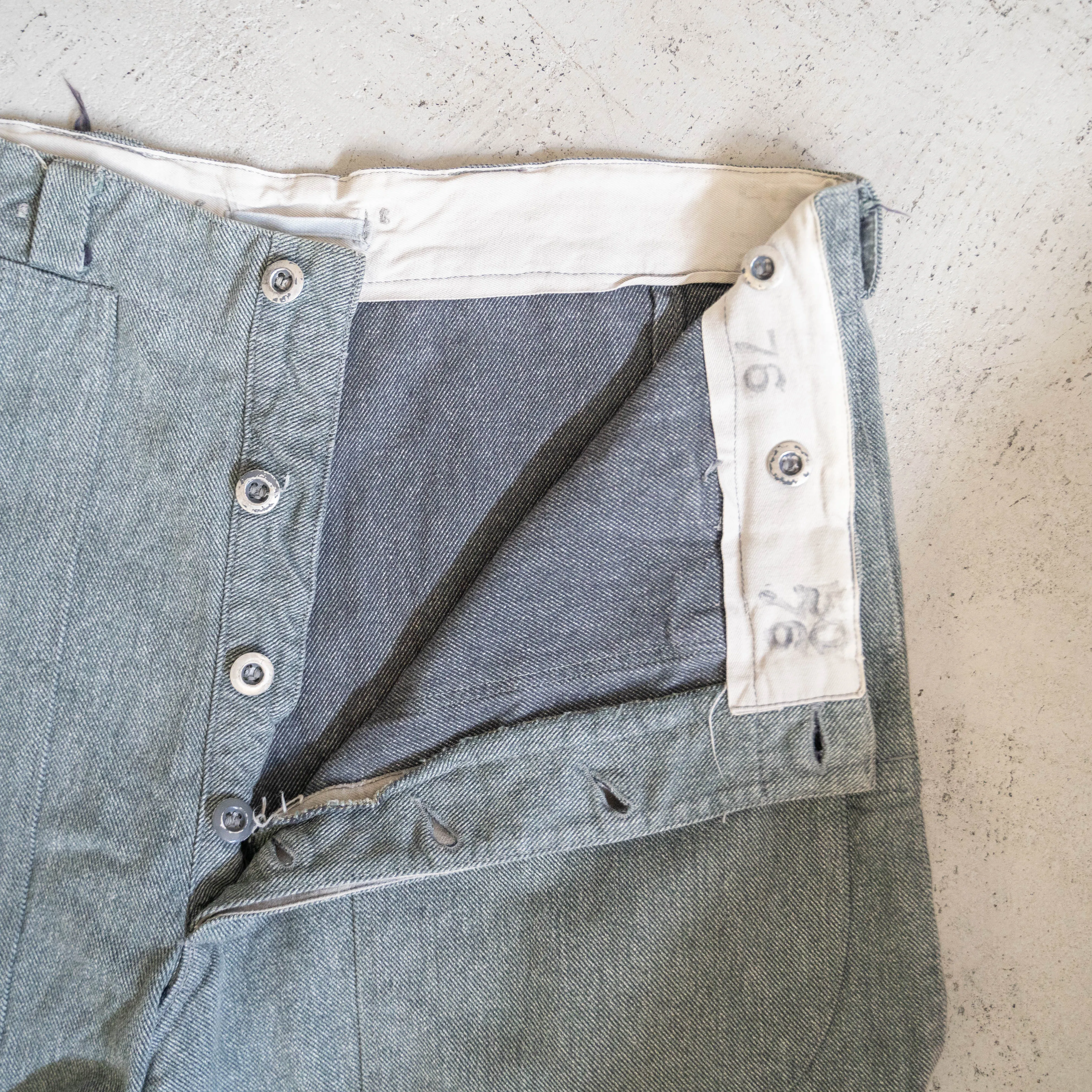 1950-60s Swiss military denim work pants