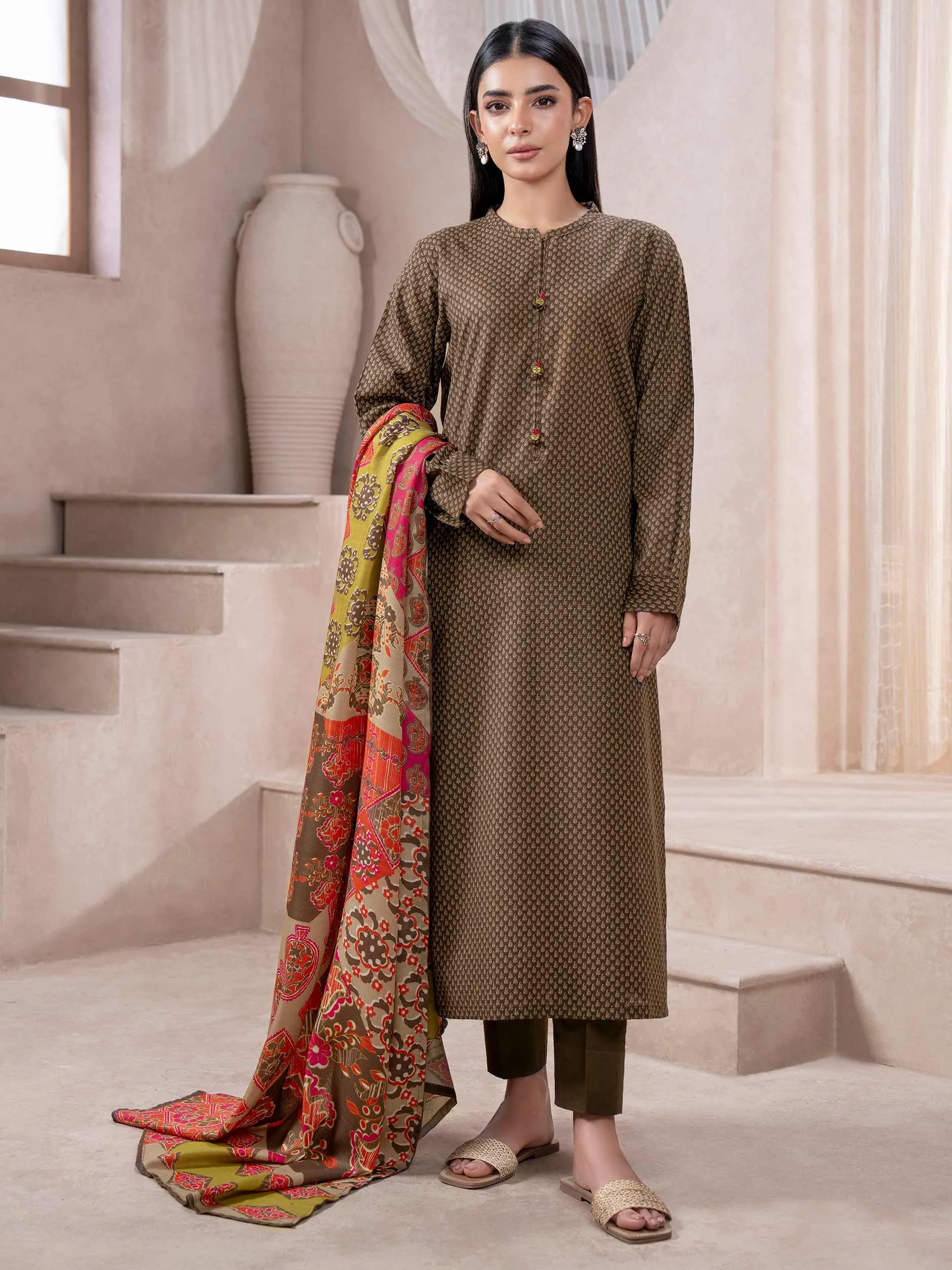 2 Piece Khaddar Suit-Printed (Unstitched)