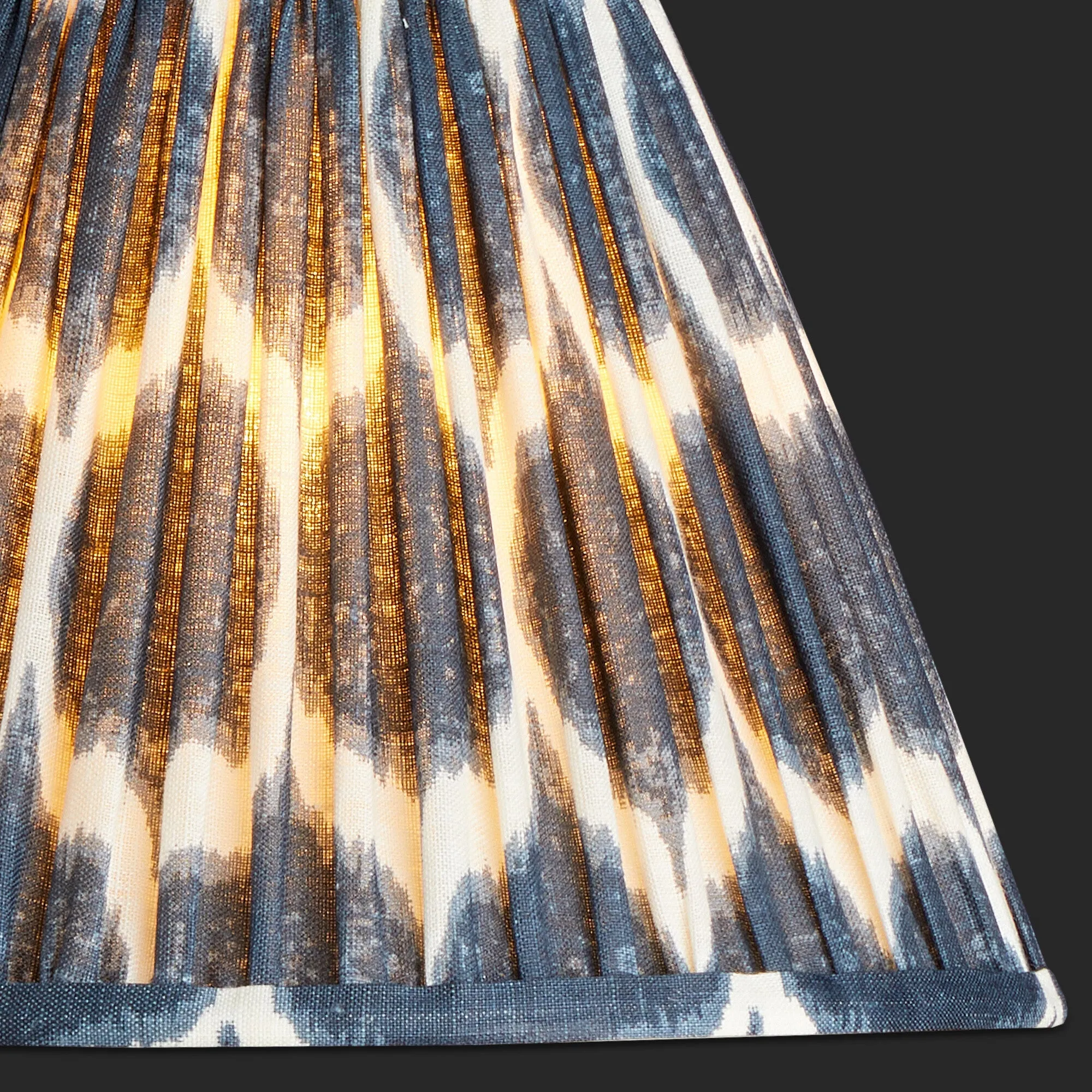 20cm empire printed linen ikat shade in navy Yoda