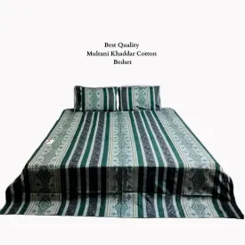 3 Pcs Cotton Printed Double Bedsheet