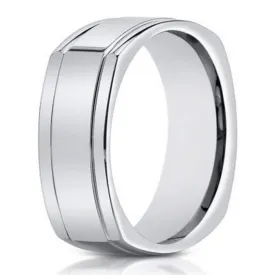 7mm Men's 14k Polished White Gold Band w/ Square Design