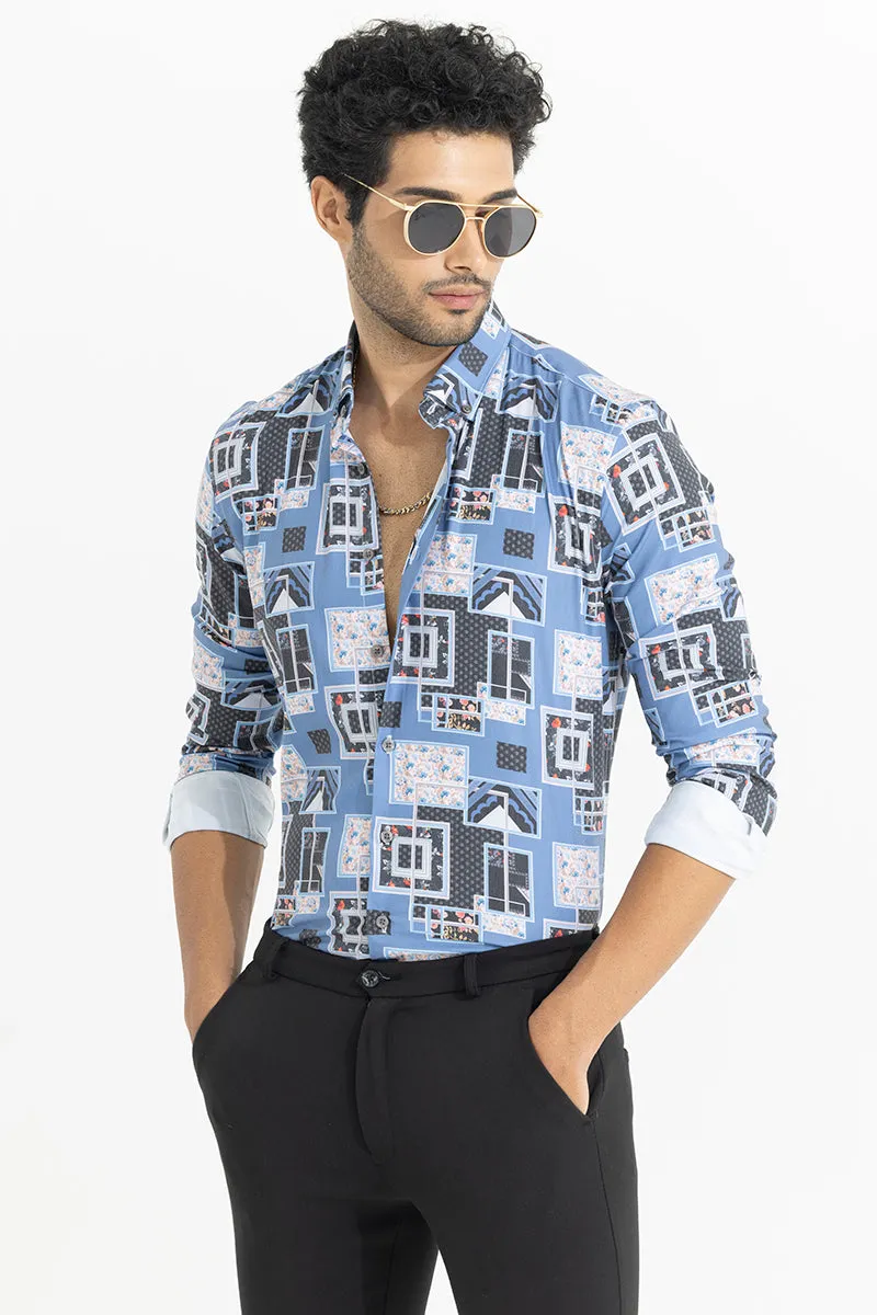 Abstract Block Blue Shirt