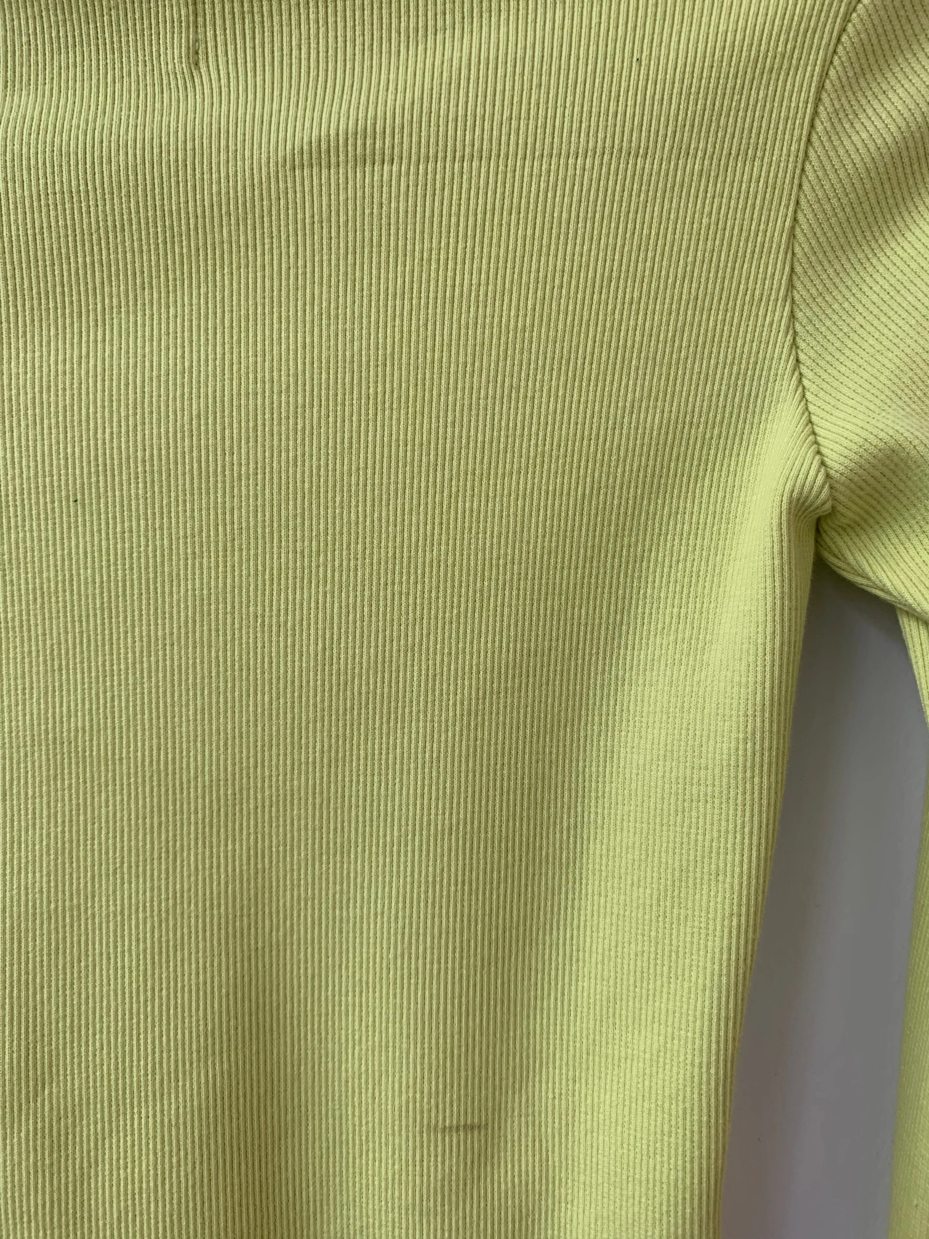 ADAMO lime mock neck-S/L/XXS with stain at back or fabric reverse