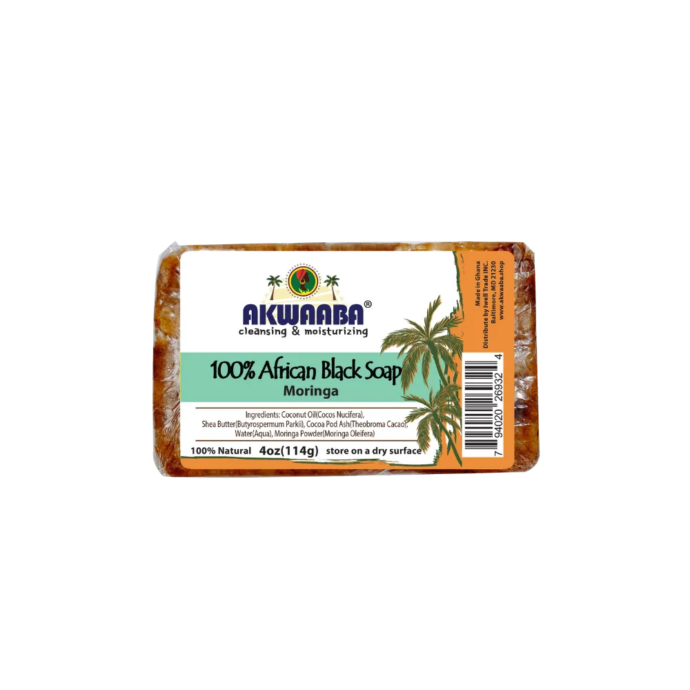 Akwaaba African Black Soap Bar (Moringa) 4oz