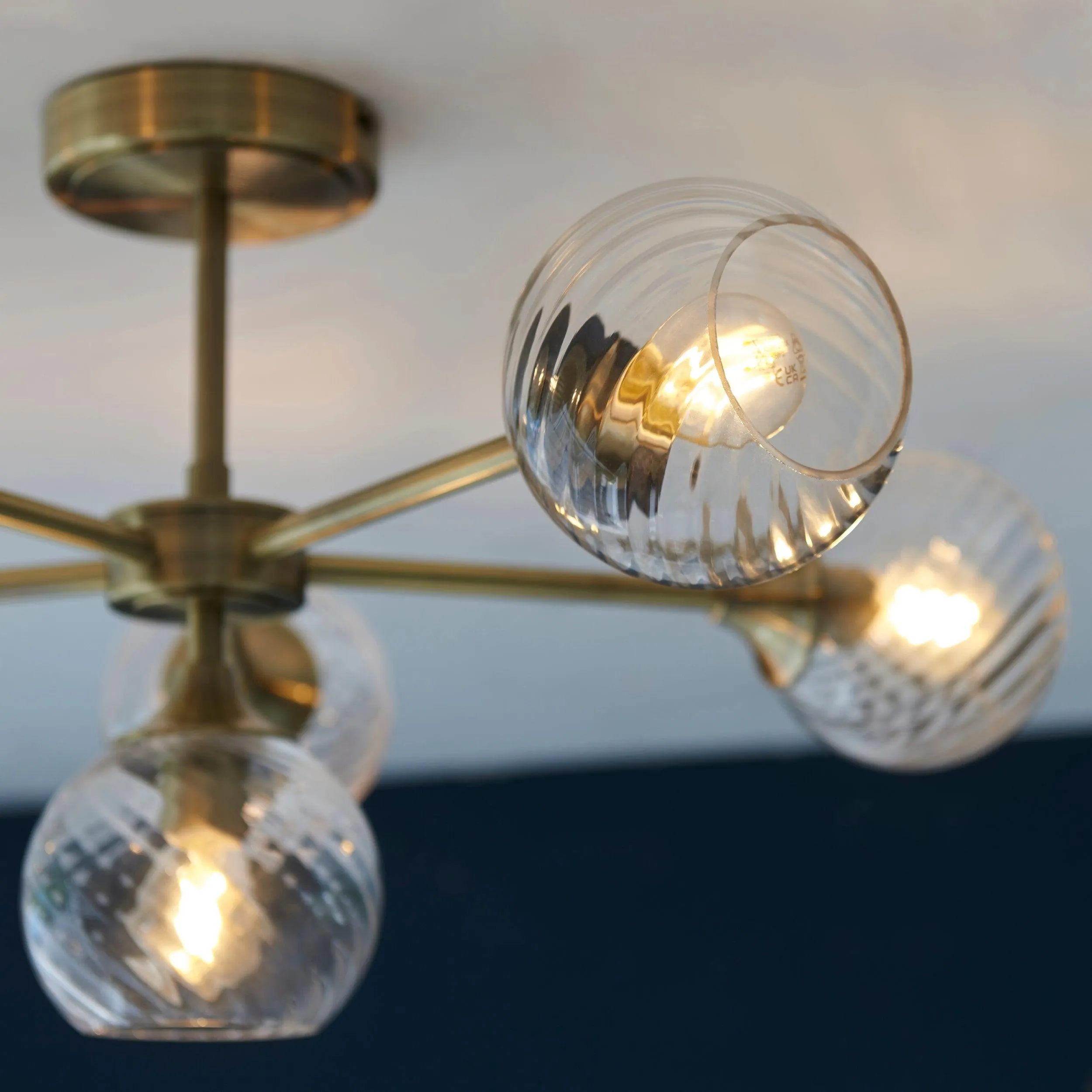 Allegra 6 Light Brass Semi Flush - Glass Shades