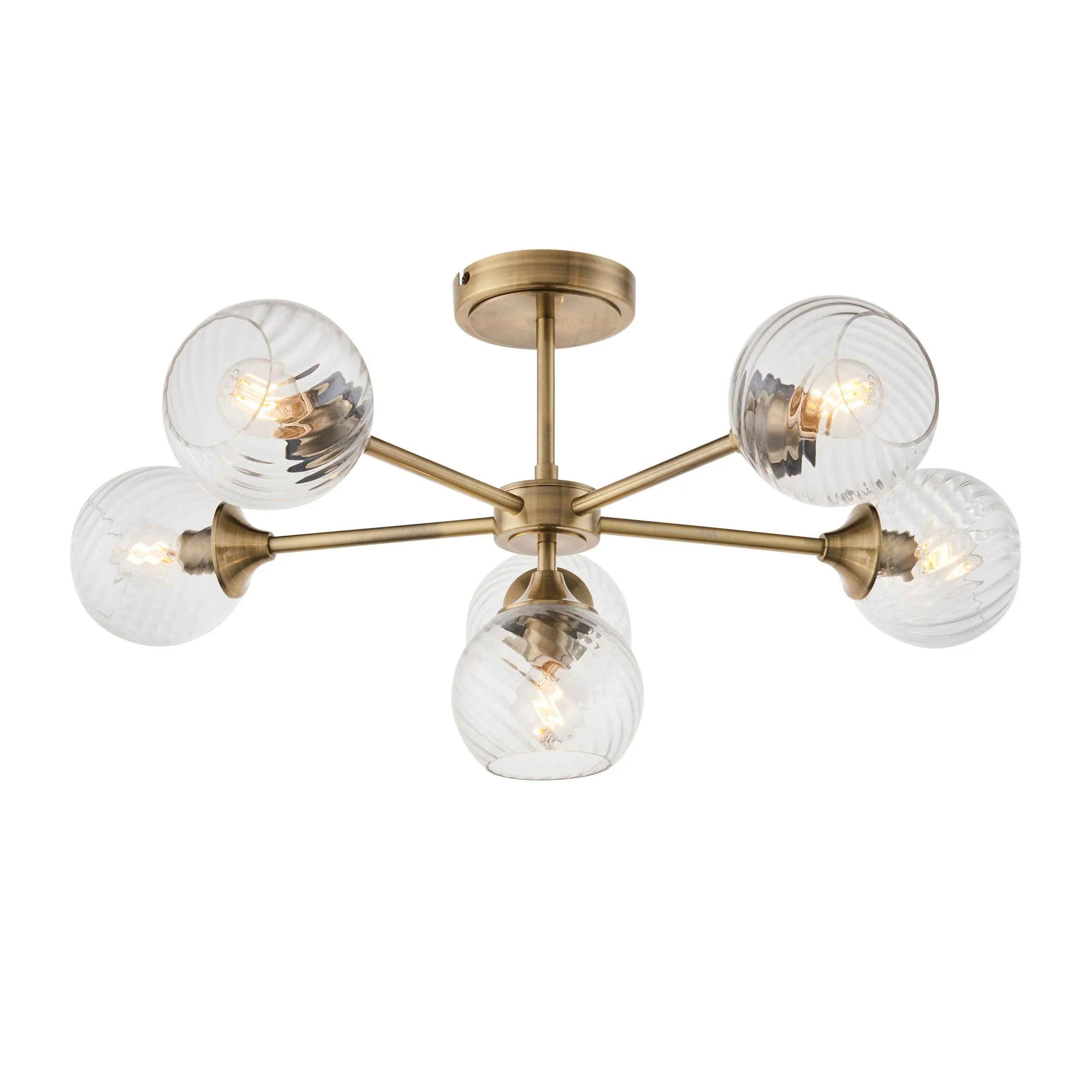 Allegra 6 Light Brass Semi Flush - Glass Shades