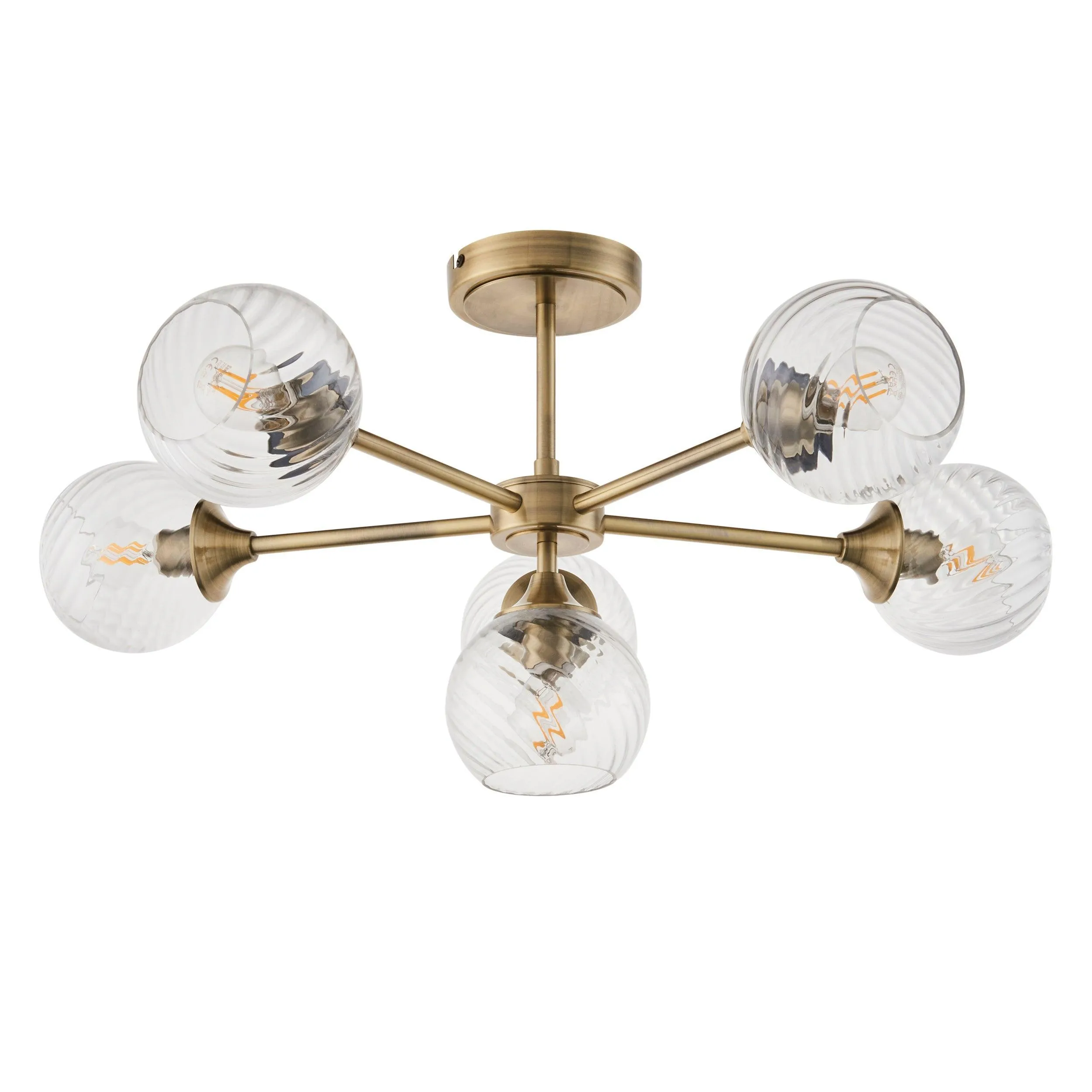 Allegra 6 Light Brass Semi Flush - Glass Shades