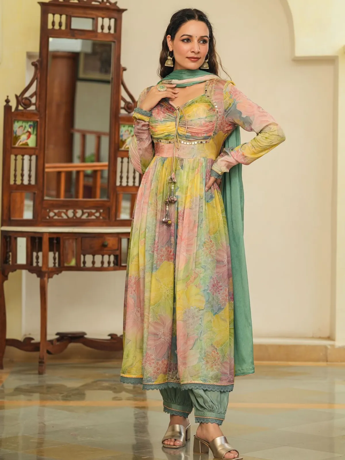 Anarkali Festive Printed Set