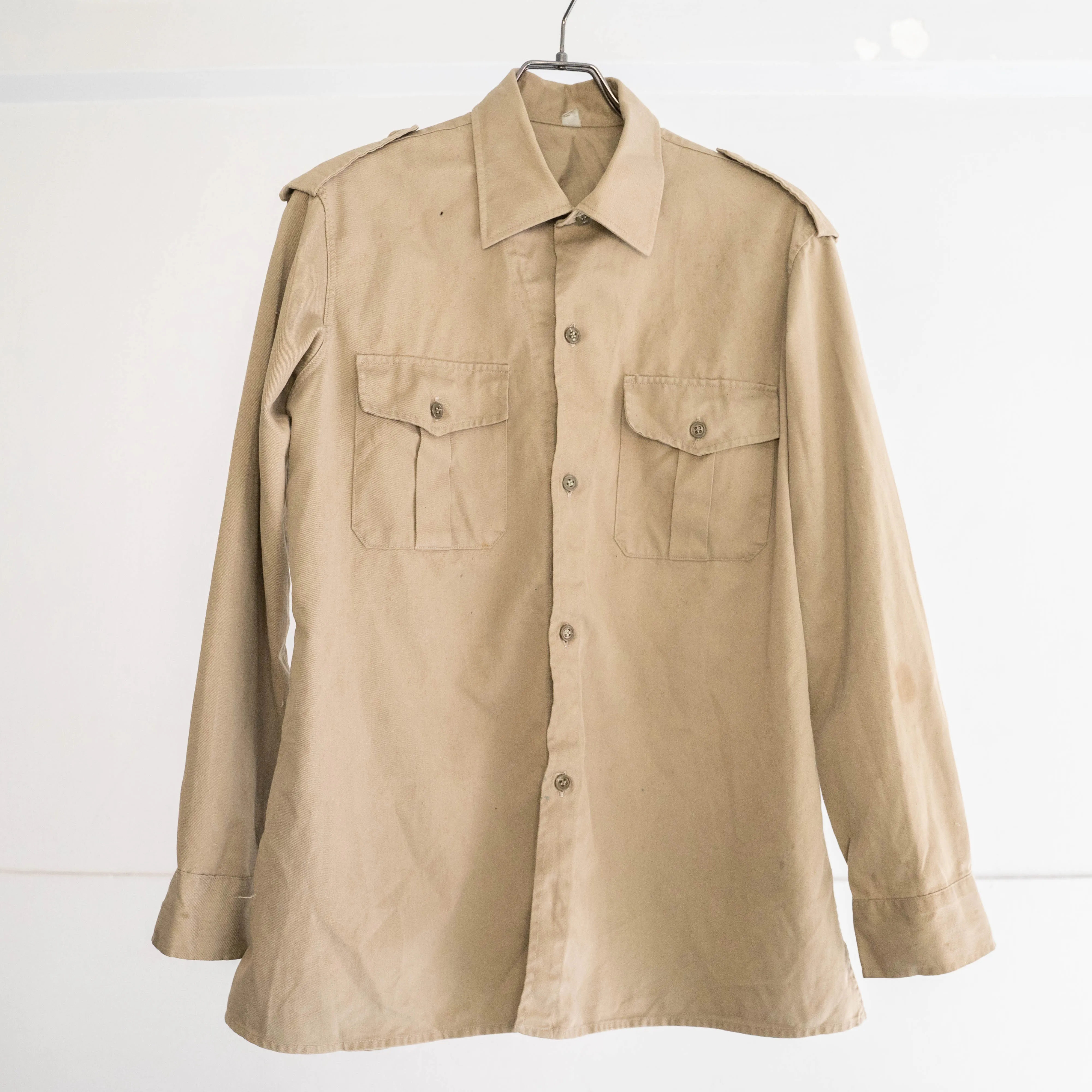 around 1980s french military beige color shirt