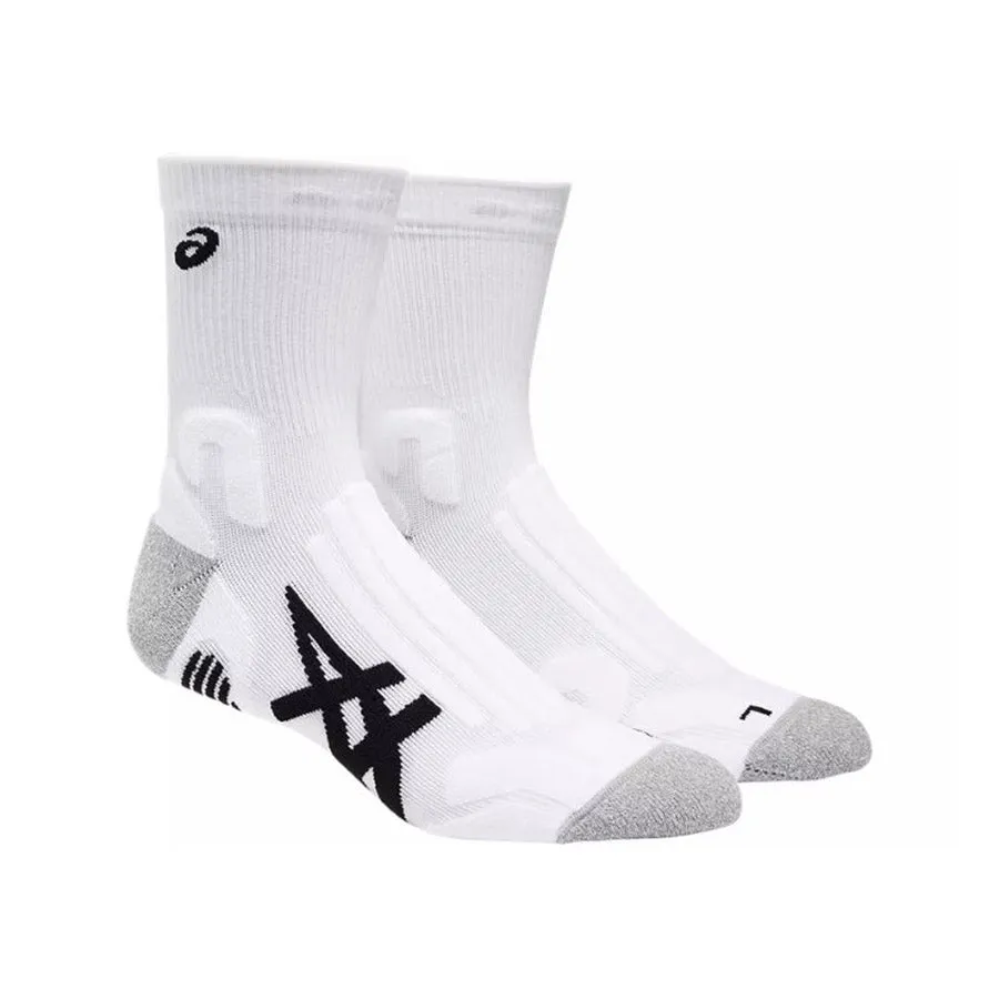 ASICS Performance Court  Crew Socks - Unisex Athletic Cushioning, Moisture-Wicking, White/Black