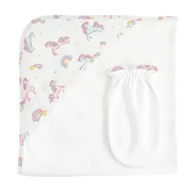 Baby Club Chic Magical Unicorn Hooded Towel with Mitt