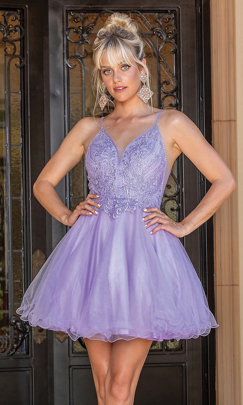 Babydoll Short Prom Dress with Rolled Hemline