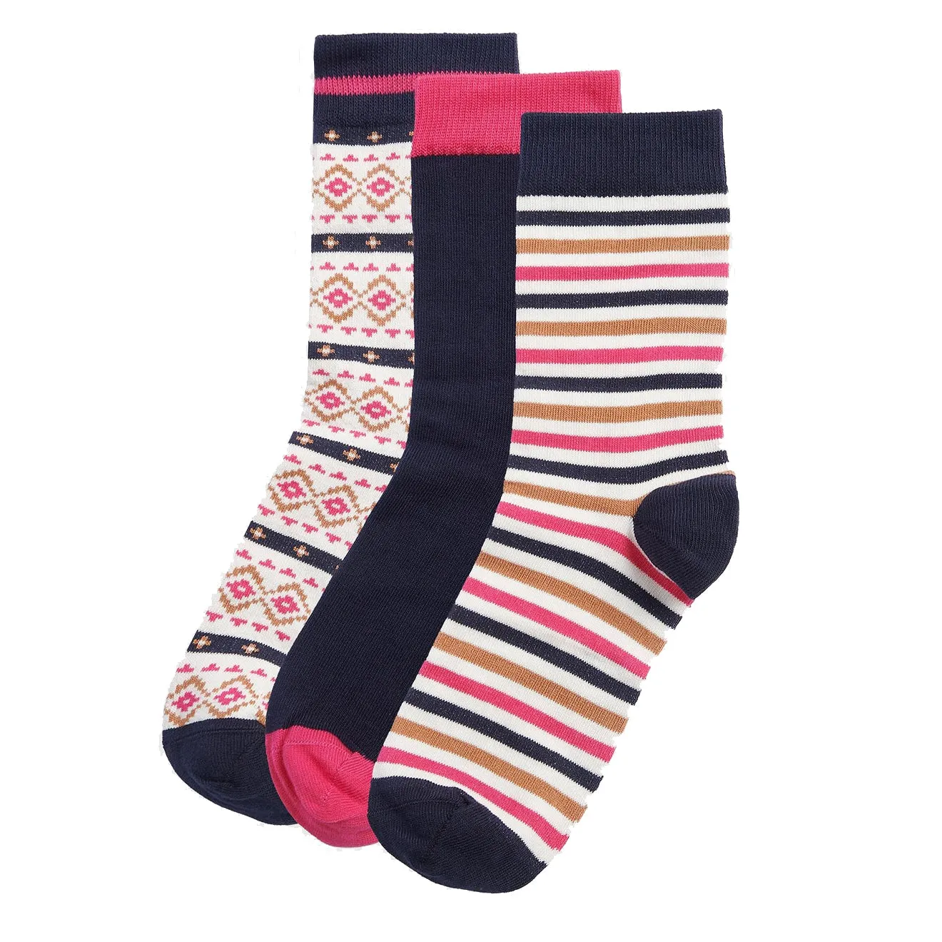 Barbour Claudia Fairisle Sock Gift Set Navy / Pink Mix