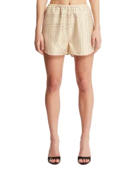 Beige Monogram Shorts