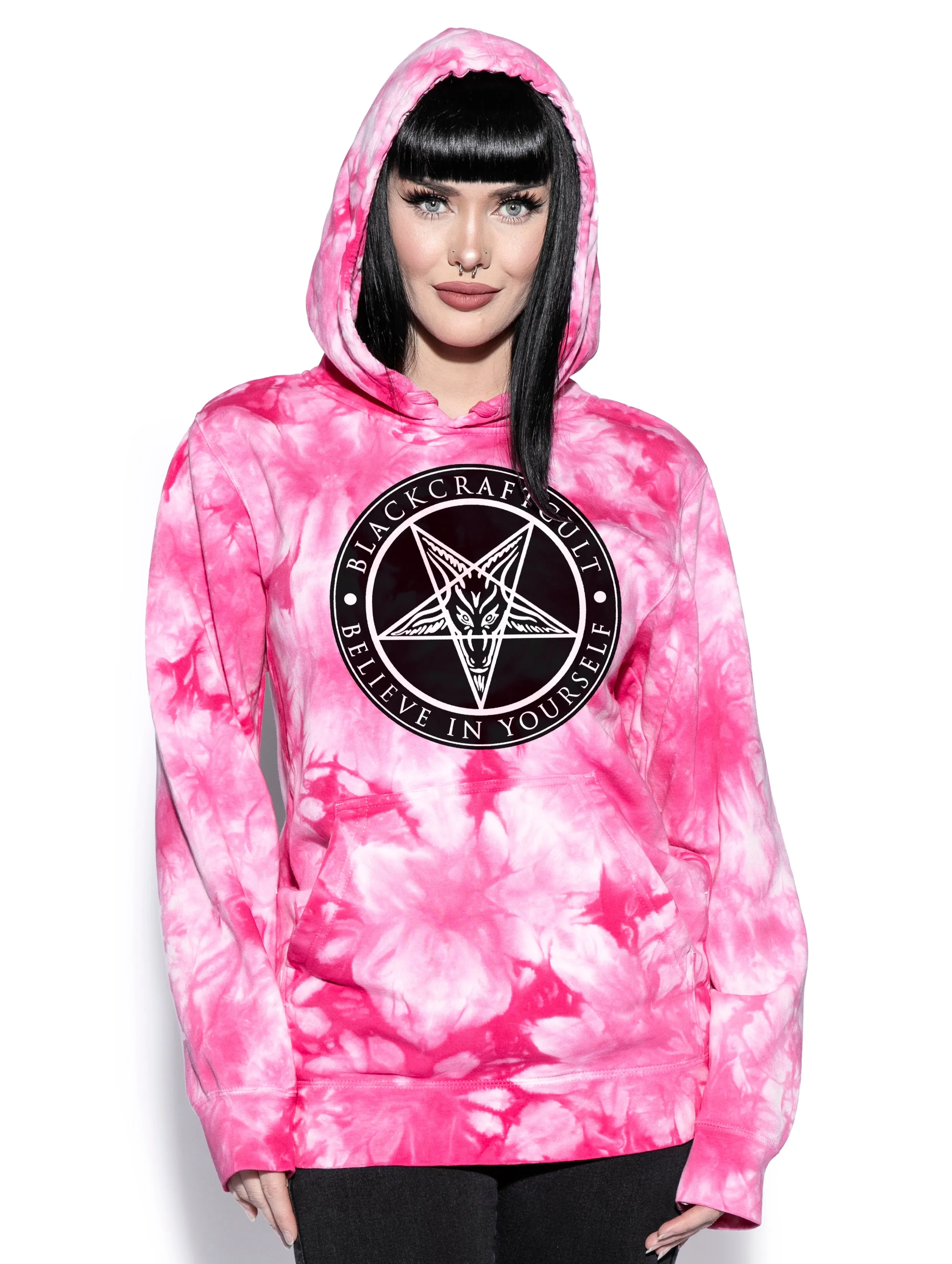 Believe In Yourself - Pink Tie Dye Hooded Pullover