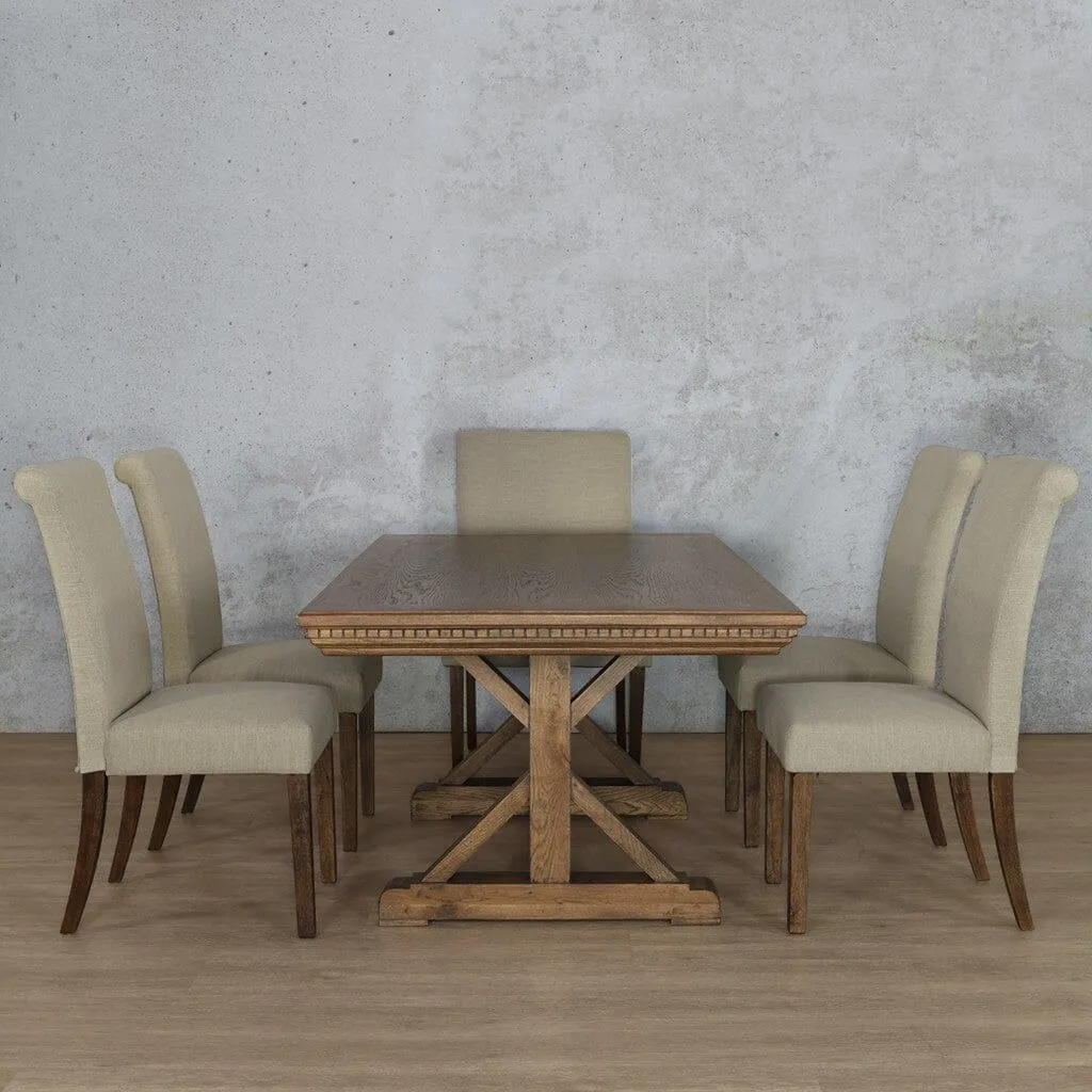 Berkeley Fluted Wood Top & Baron 6 Seater Dining Set