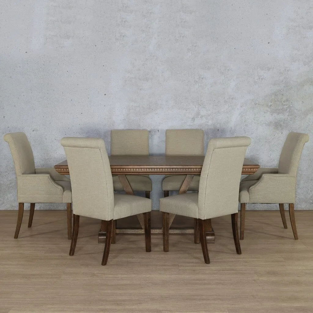 Berkeley Fluted Wood Top & Baron 6 Seater Dining Set