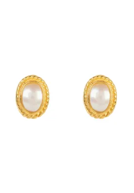 Birthstone Gold Gemstone Stud Earring June Pearl