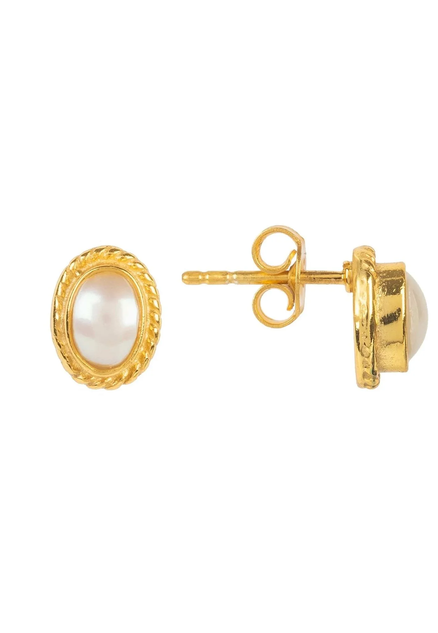 Birthstone Gold Gemstone Stud Earring June Pearl