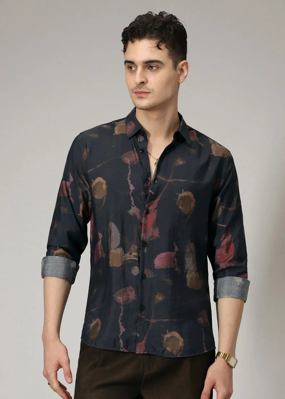 Black Multi Wash Print Shirt