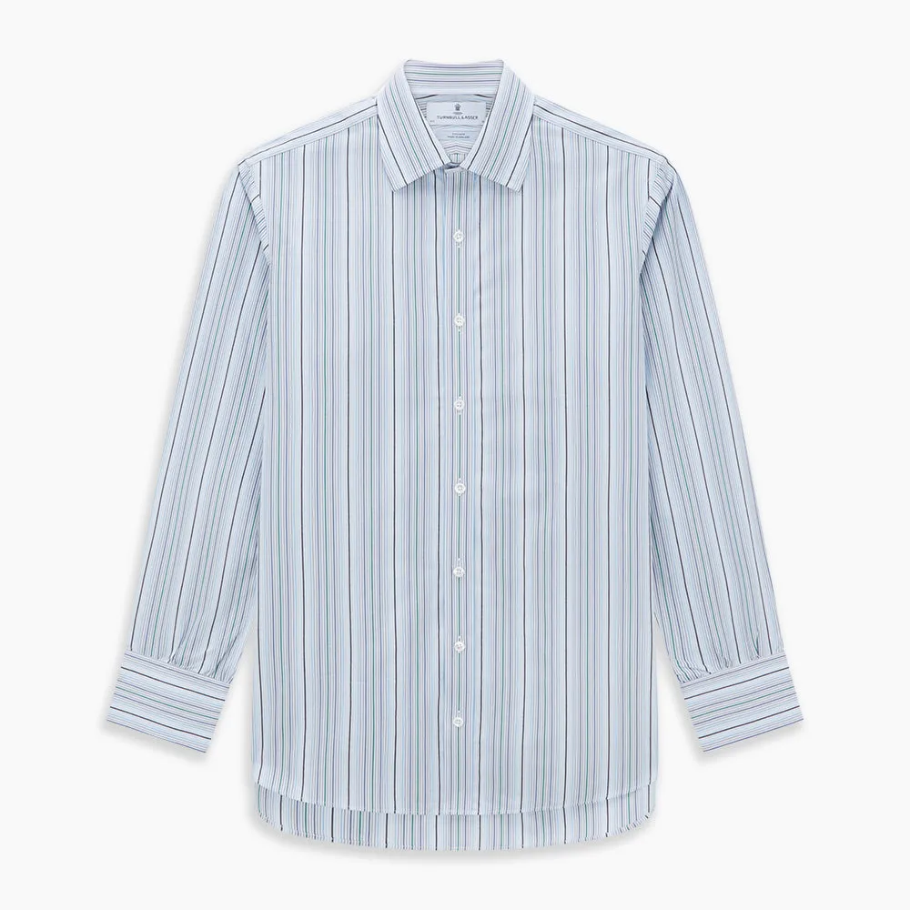 Blue and Green Multi Track Stripe Mayfair Shirt