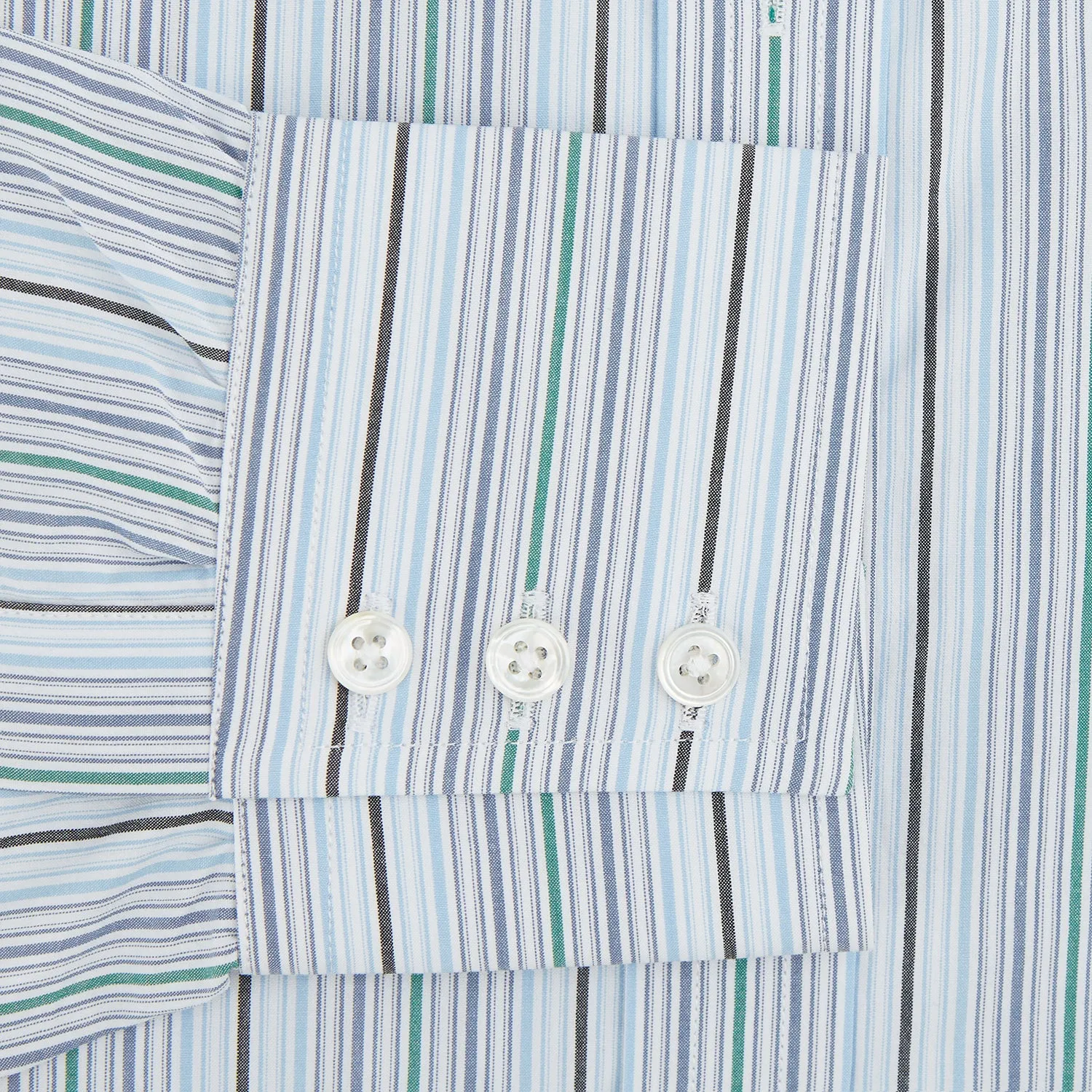 Blue and Green Multi Track Stripe Mayfair Shirt