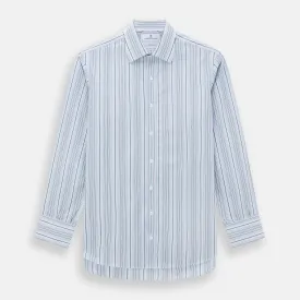 Blue and Green Multi Track Stripe Mayfair Shirt