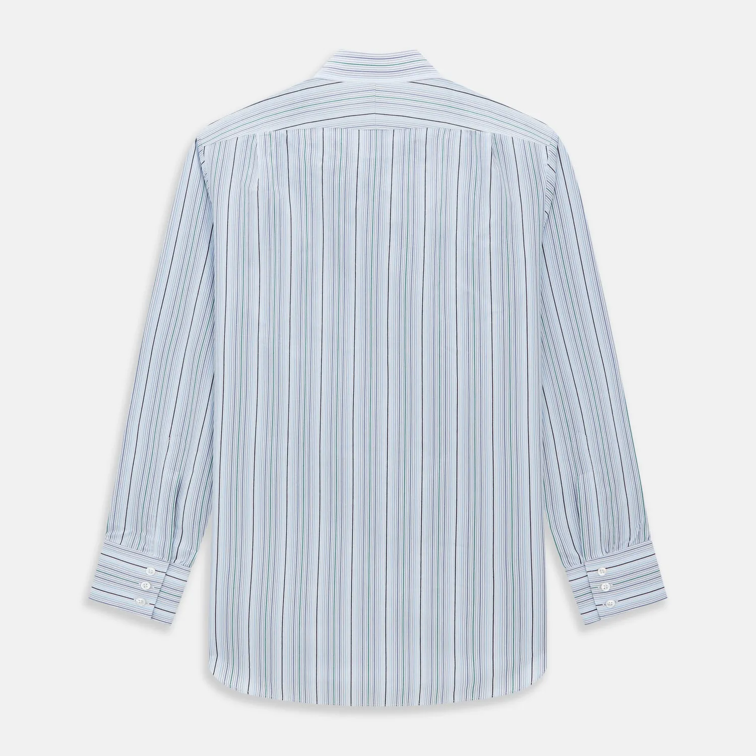 Blue and Green Multi Track Stripe Mayfair Shirt