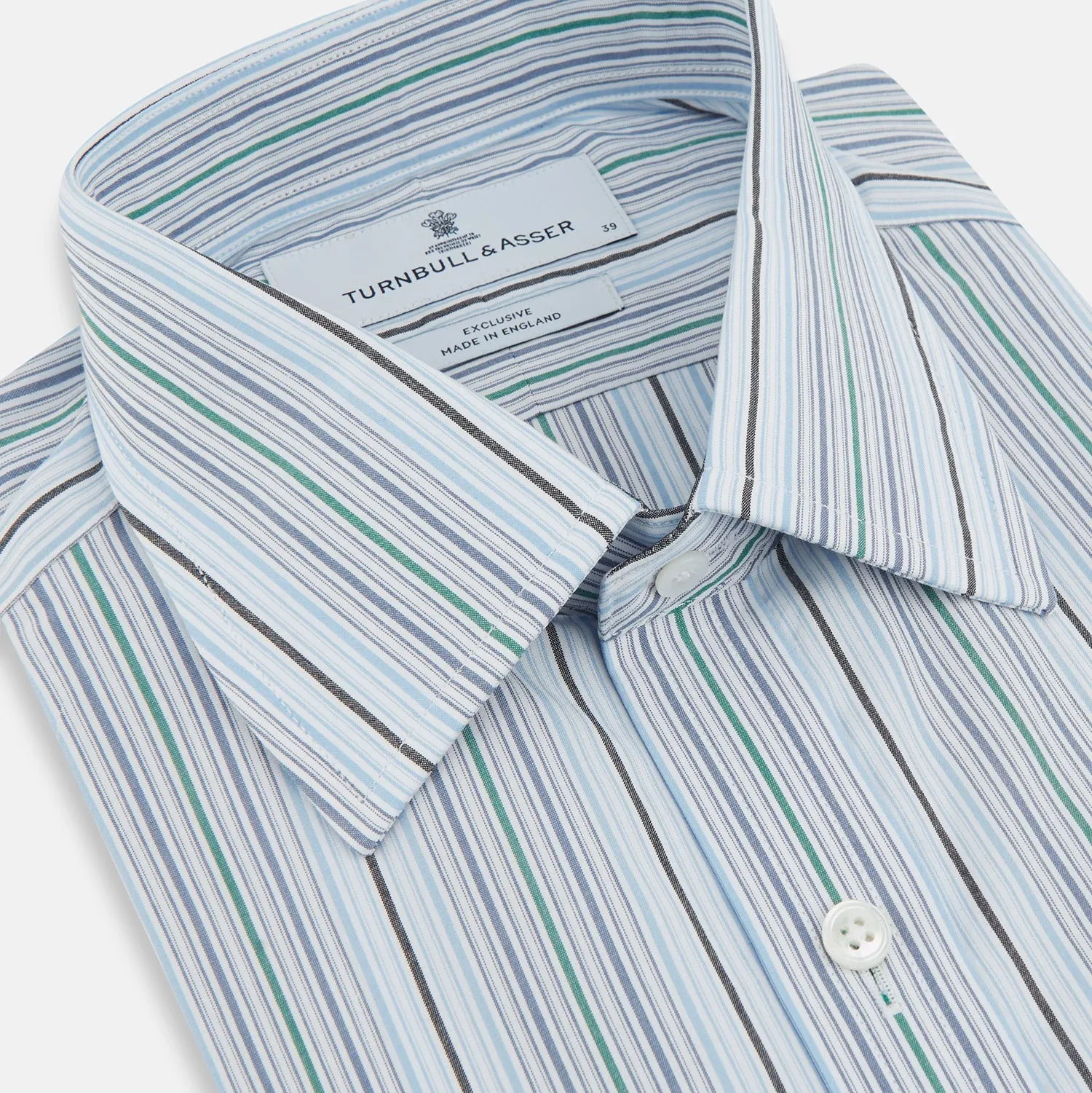 Blue and Green Multi Track Stripe Mayfair Shirt