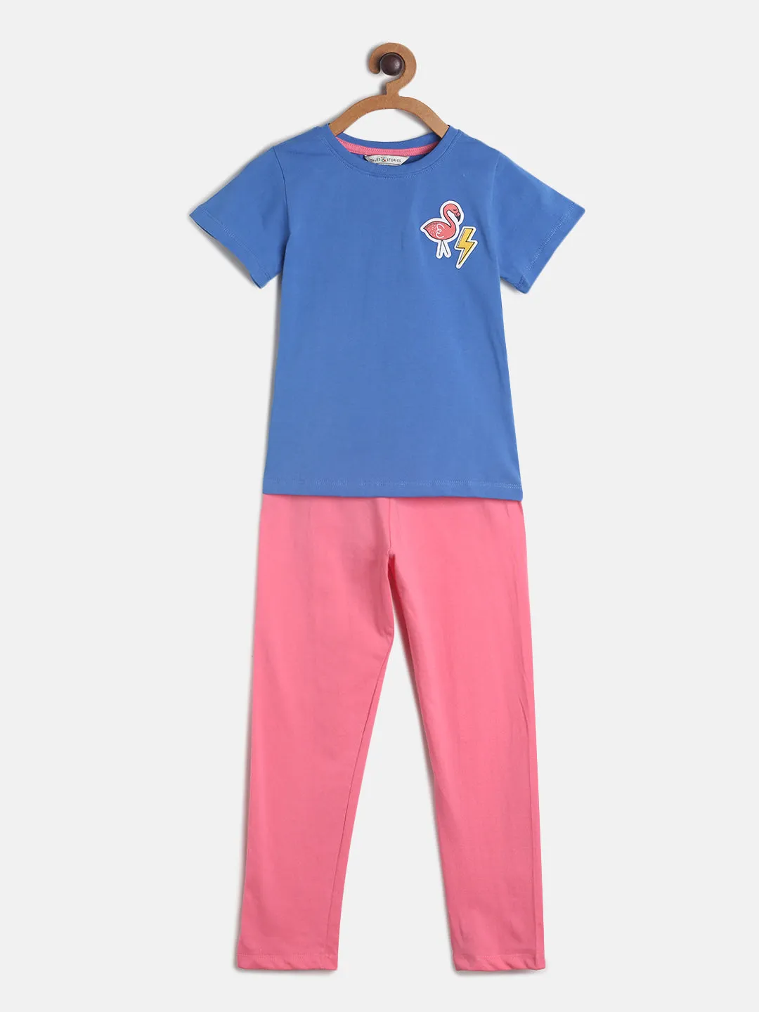 Boys/Girls Blue & Pink Cotton Night Suit