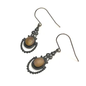 Bridgershire Earrings Beige Foil Glass & Gun Metal