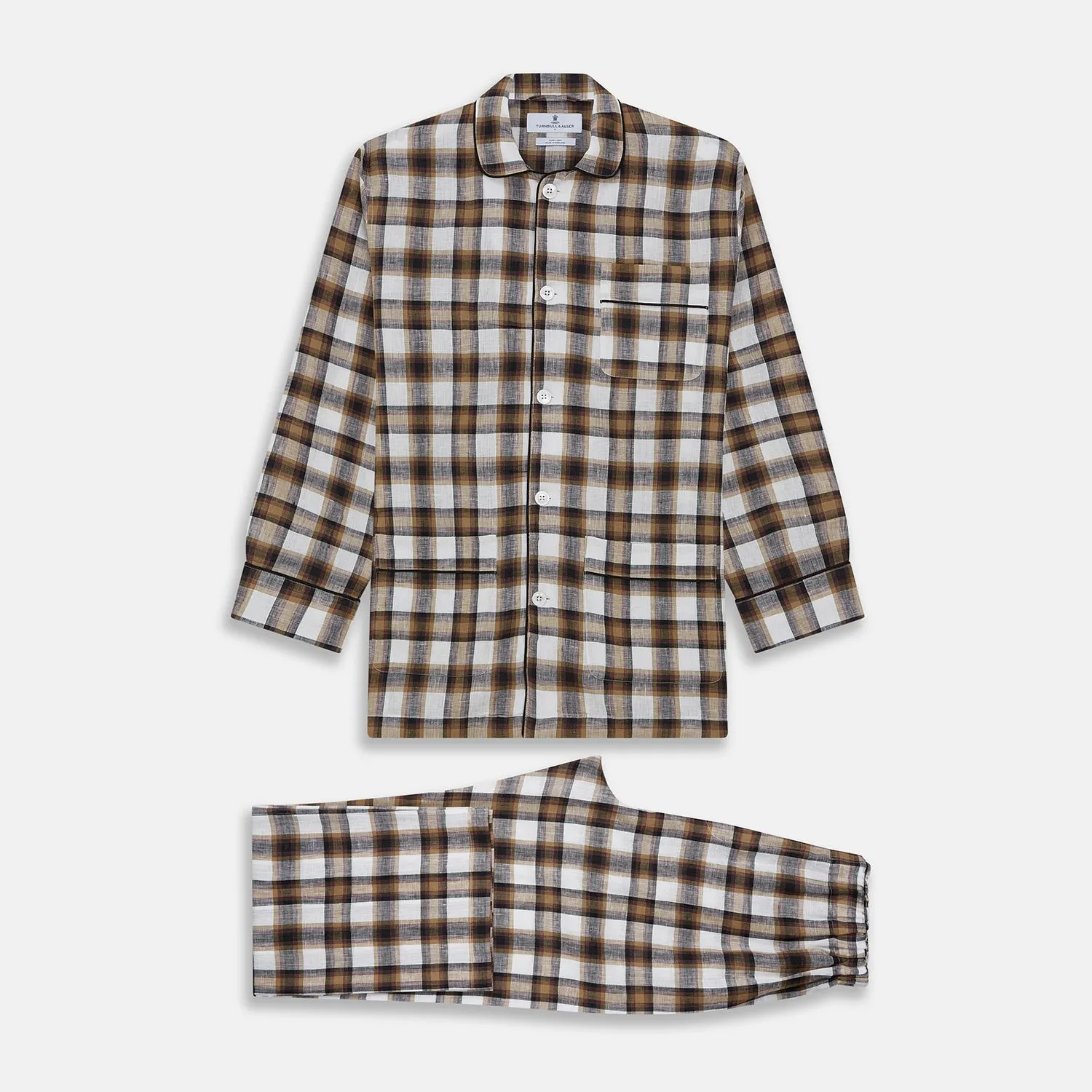 Brown Multi Check Linen Hyde Pyjama Set