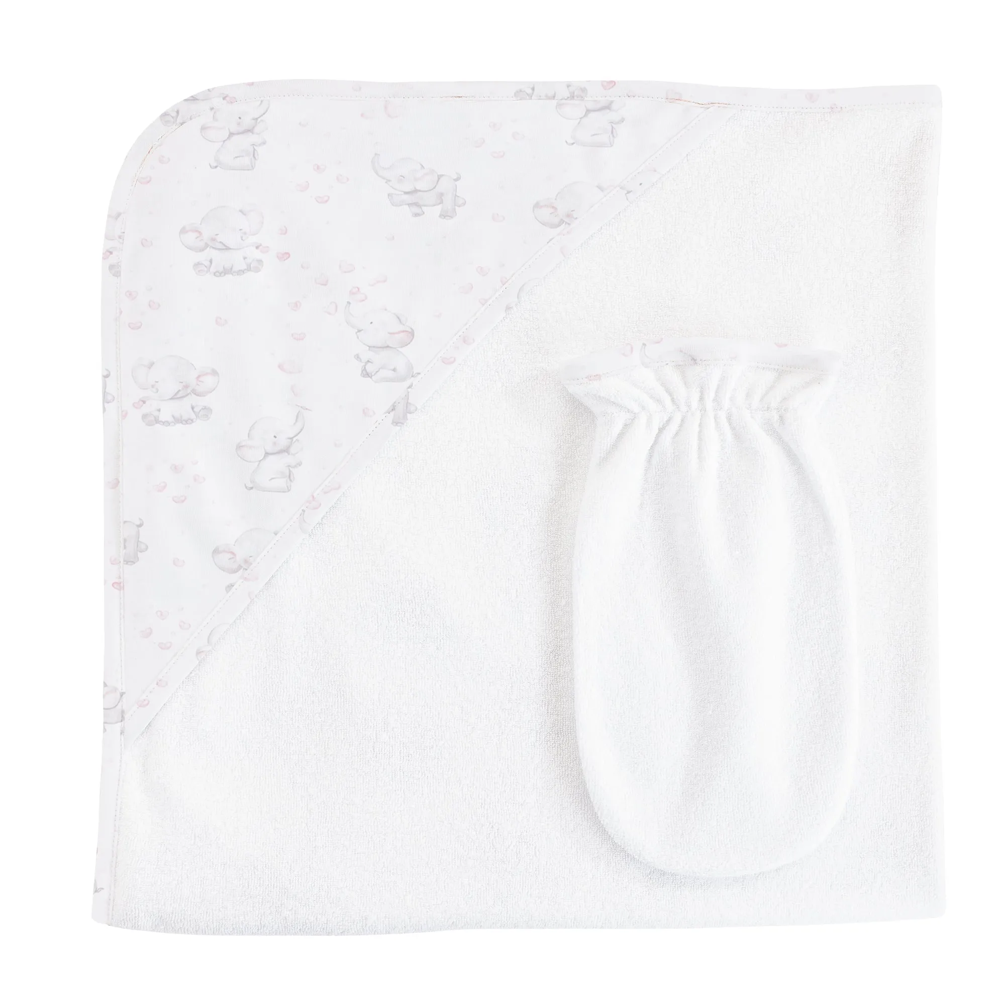 Bubbly Elephant Hooded Towel w/Mitt