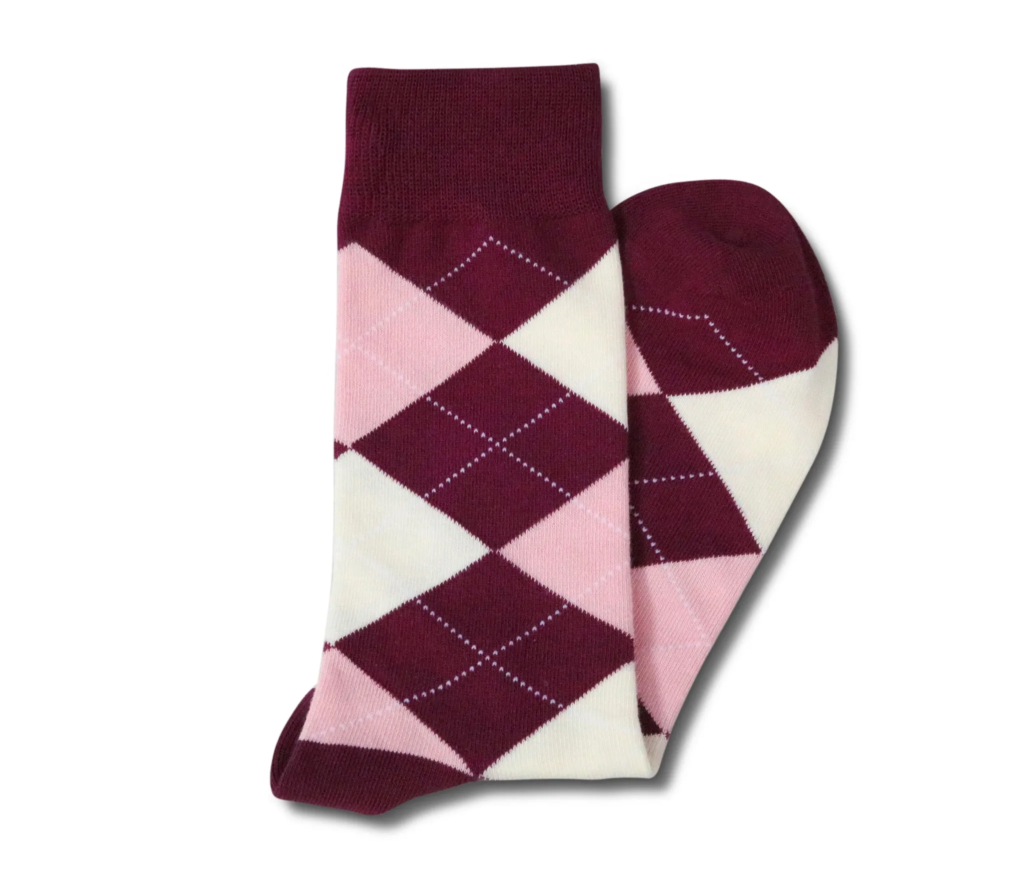 Burgundy and Pink Argyle Socks