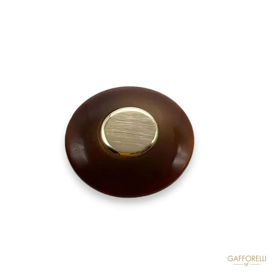 Button with Polyester Base and Brushed Metal Detail- Art. D418 - Gafforelli Srl