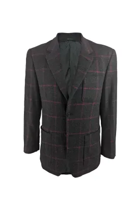 Byblos Vintage Mens Grey & Pink Windowpane Check Blazer, 1990s