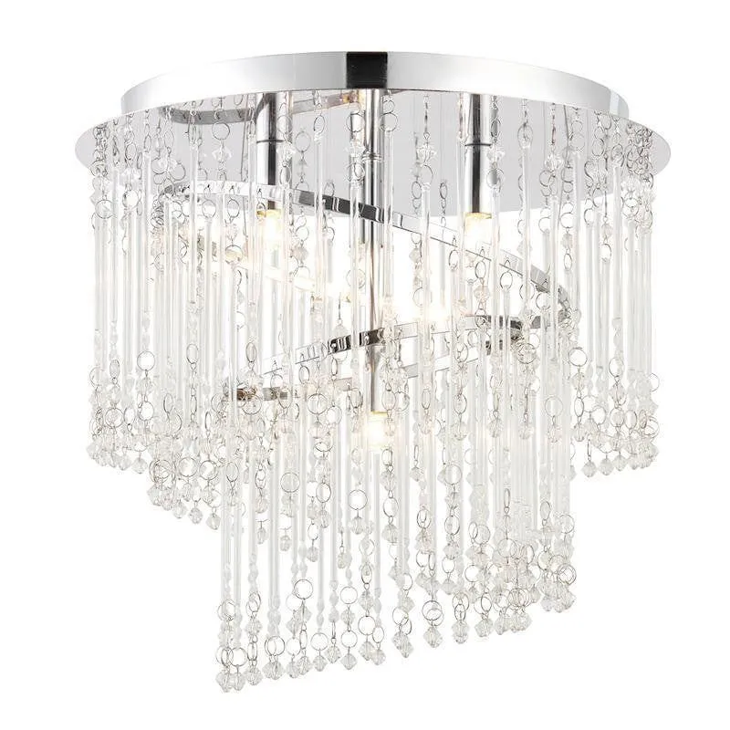 Camille Clear Glass & Chrome 4 Light Ceiling Pendant Ceiling