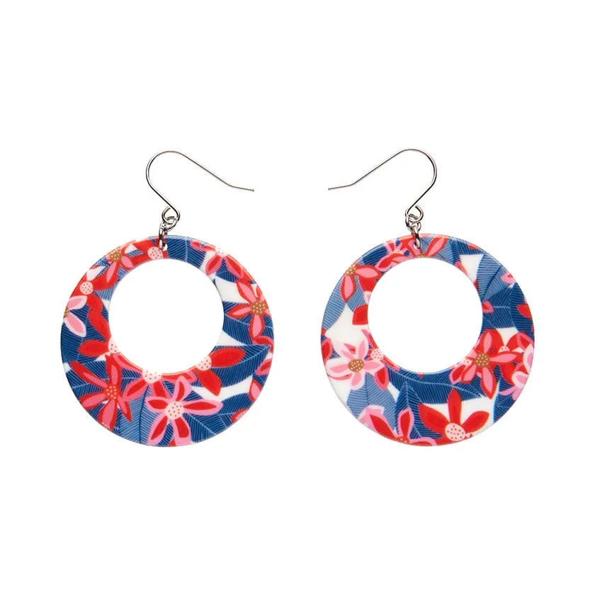 Christmas Bush Circle Drop Earrings - Red