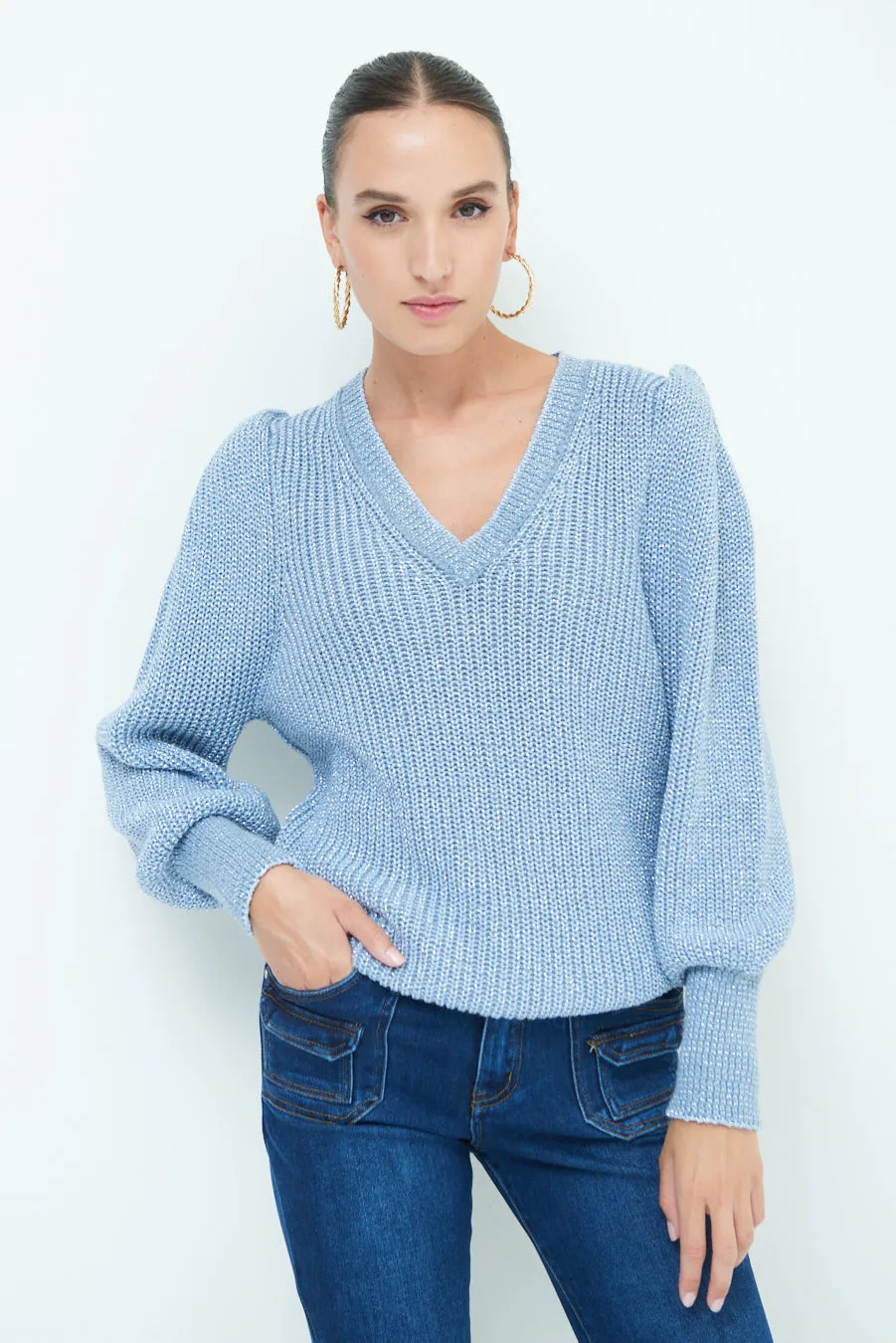 Classic herringbone V-neck sweater wholesale