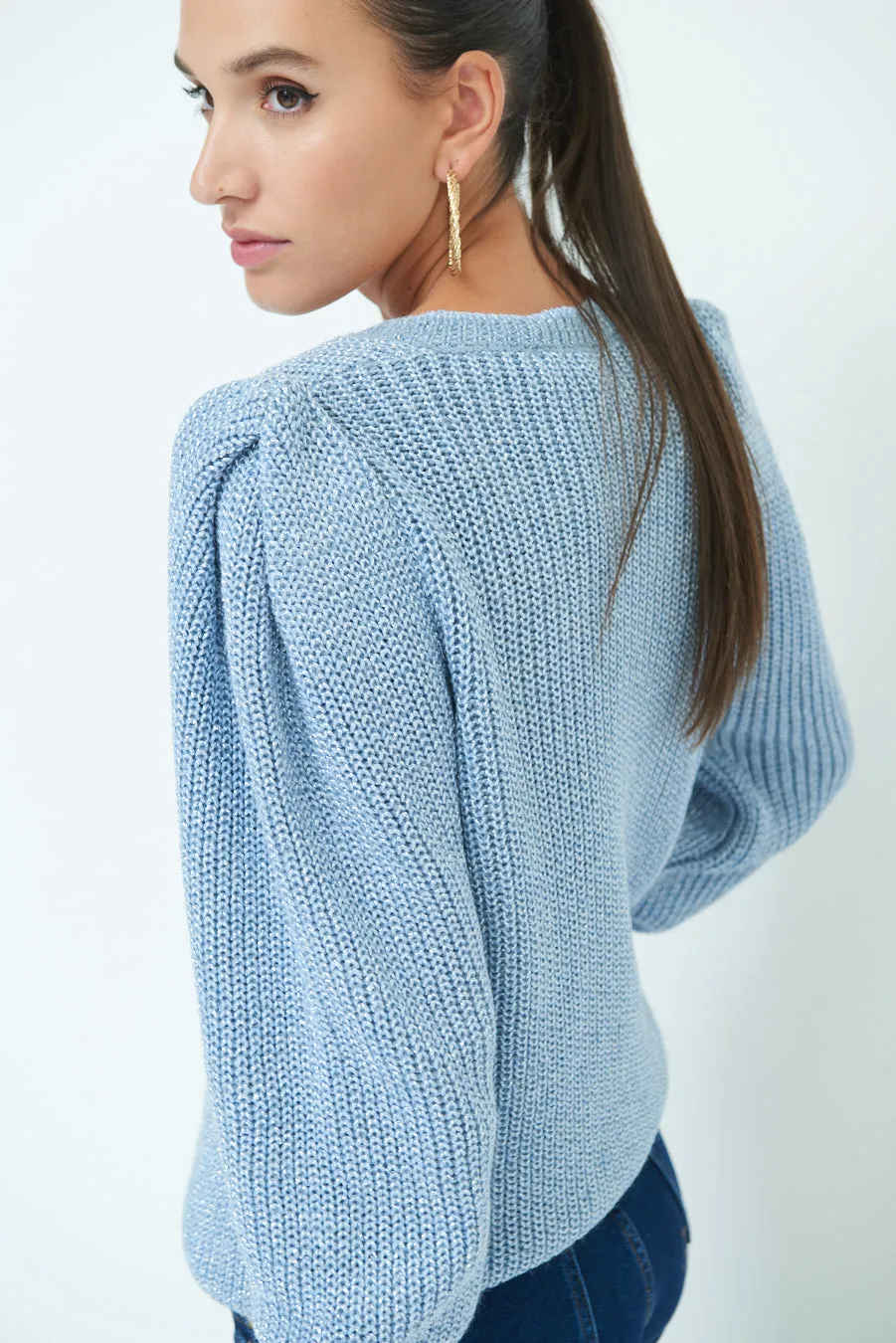 Classic herringbone V-neck sweater wholesale