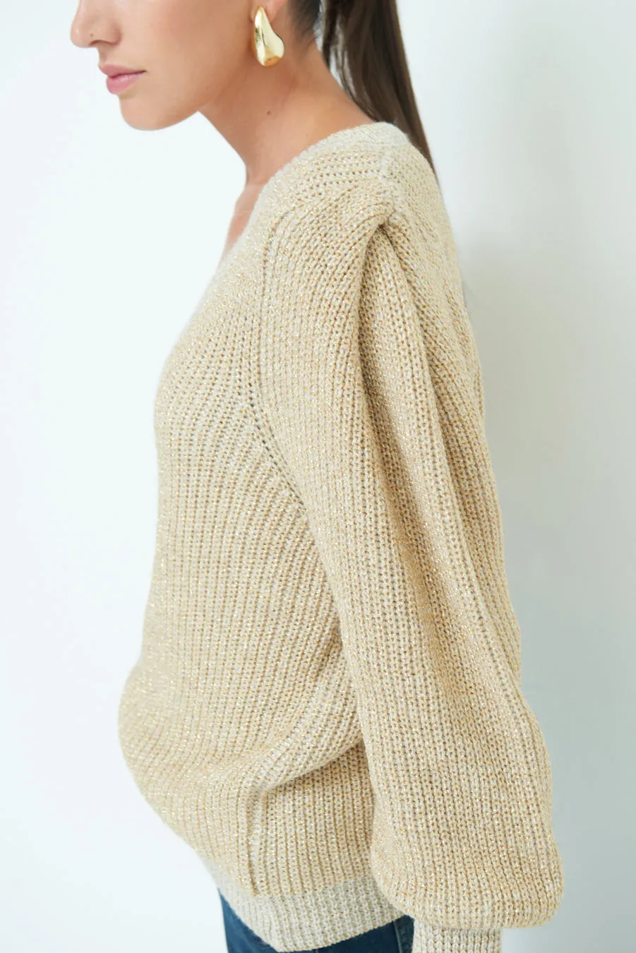 Classic herringbone V-neck sweater wholesale