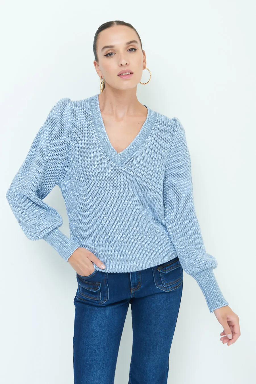 Classic herringbone V-neck sweater wholesale