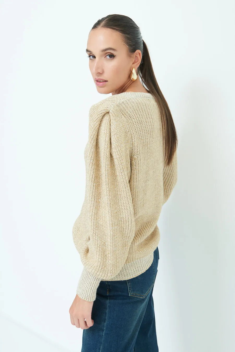 Classic herringbone V-neck sweater wholesale