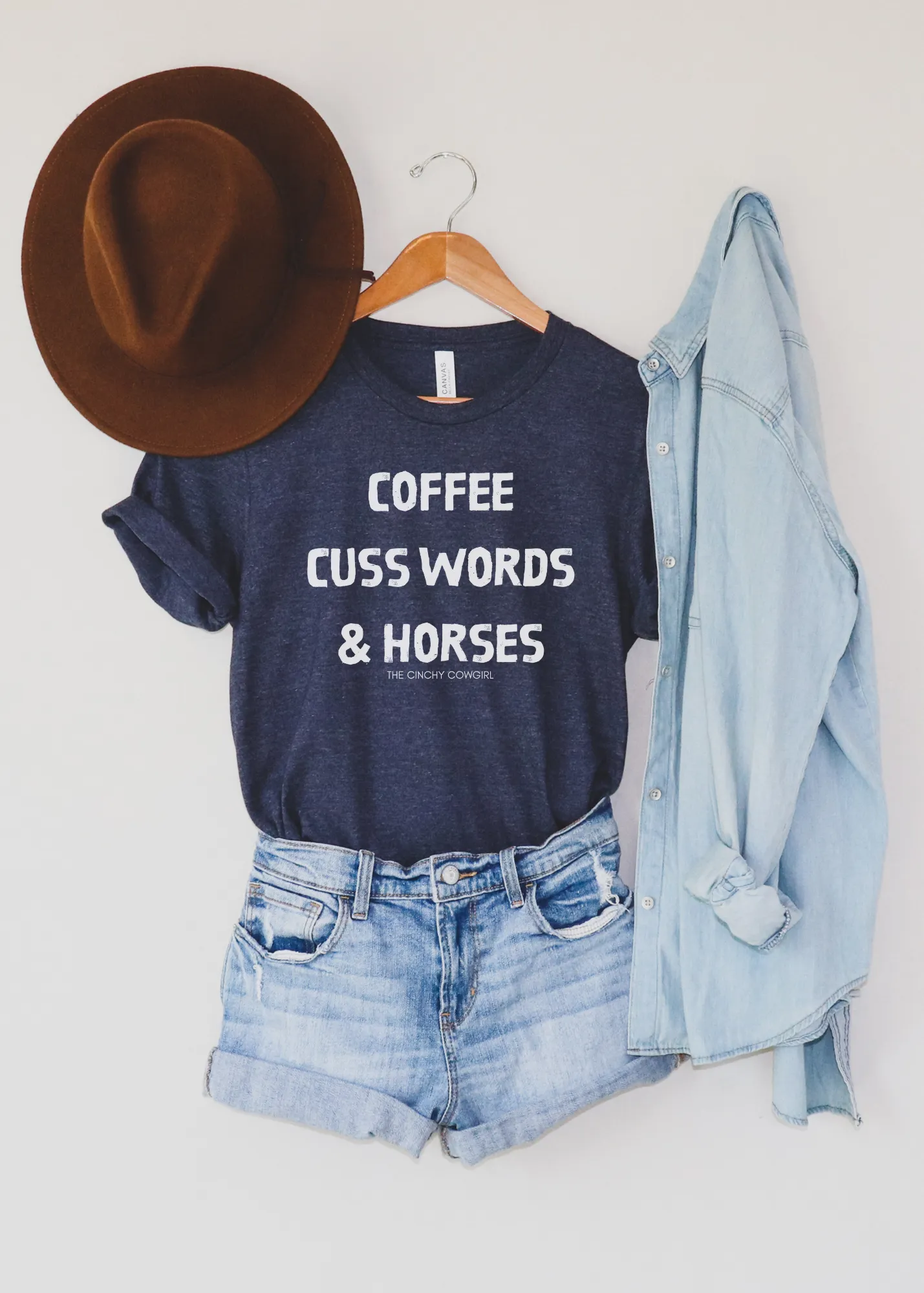 Coffee, Cuss Words, & Horses Short Sleeve Tee