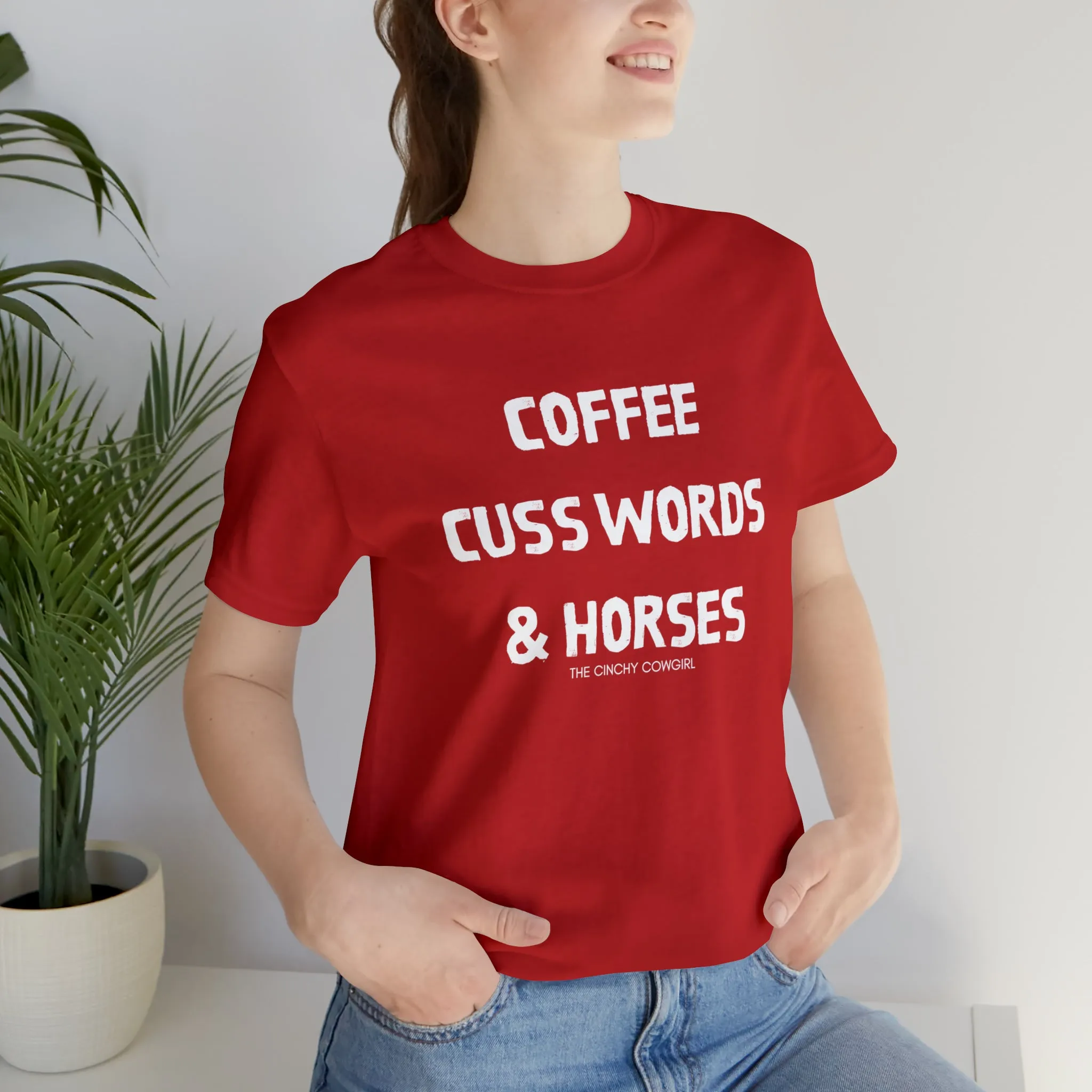 Coffee, Cuss Words, & Horses Short Sleeve Tee