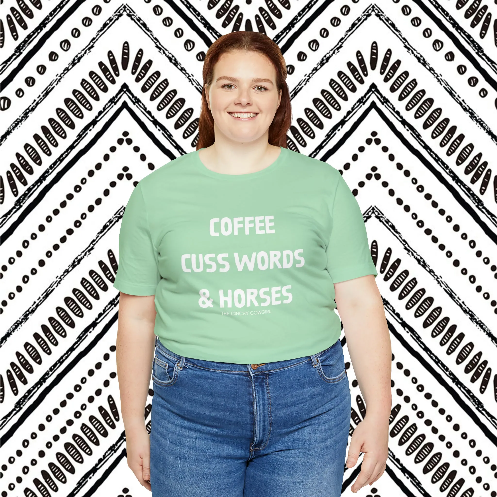 Coffee, Cuss Words, & Horses Short Sleeve Tee