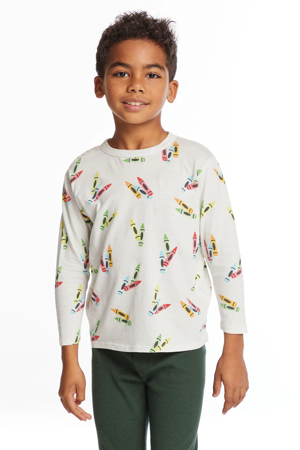 Coloring Time Boys Long Sleeve Crew Neck Tee