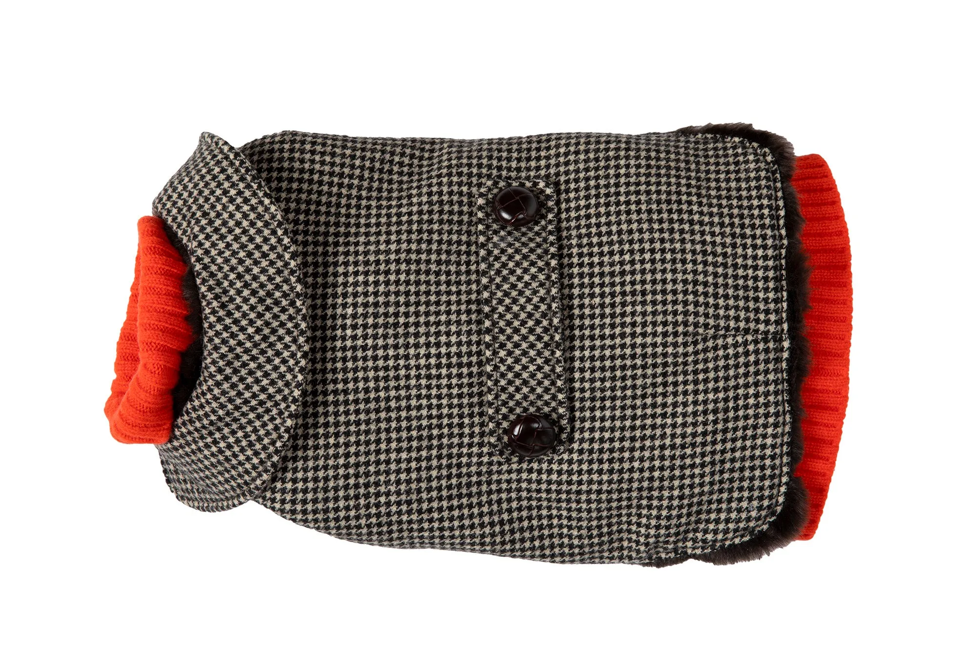 Couture Cashmere -  Brown Checked Houndstooth Coat