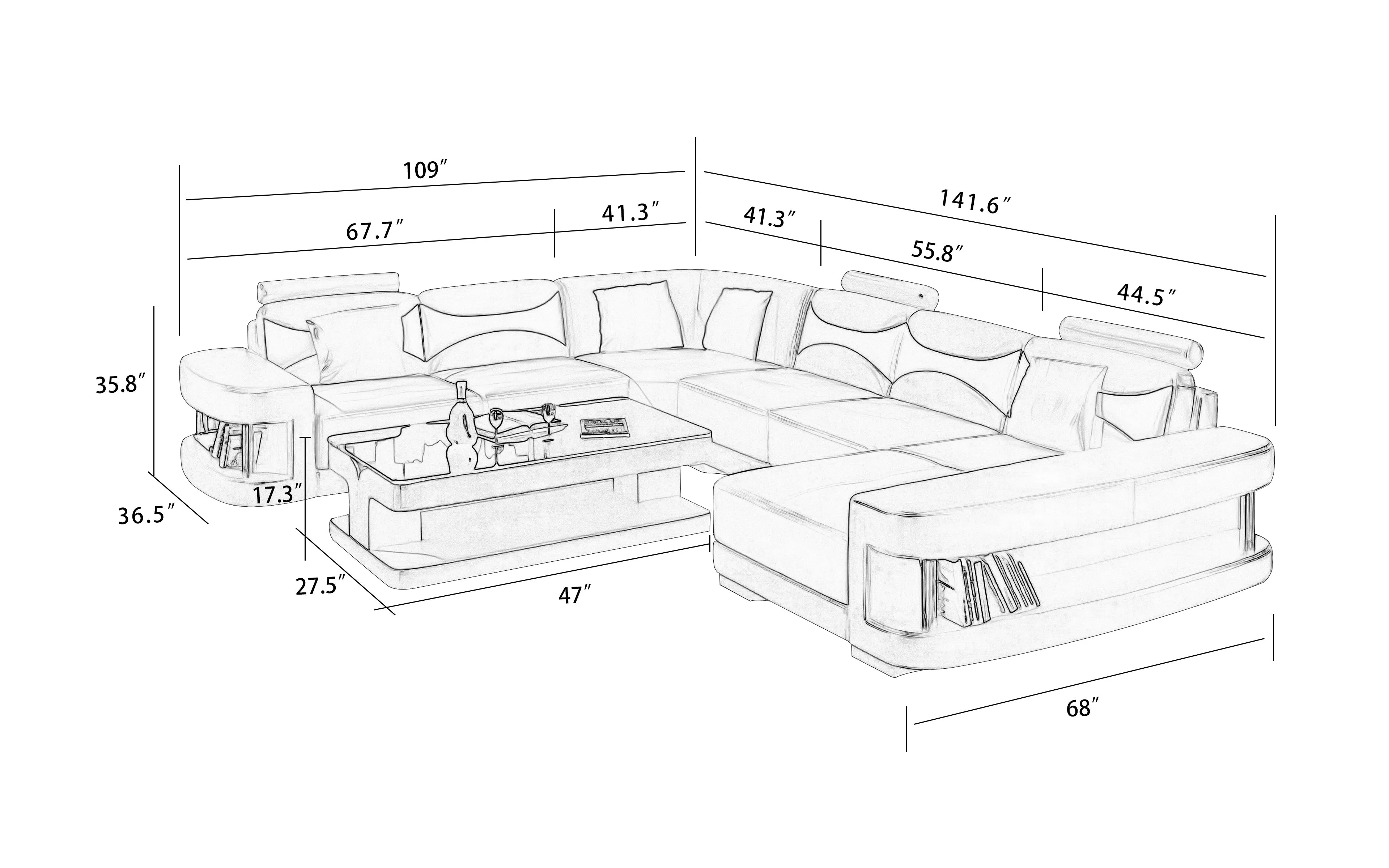 Critika Modern U-Shape Leather Sectional